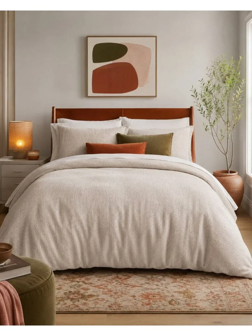 S24 | Quince Organic Luxe Honeycomb Duvet Cover King Cal King Sand NWT - Picture 7 of 11